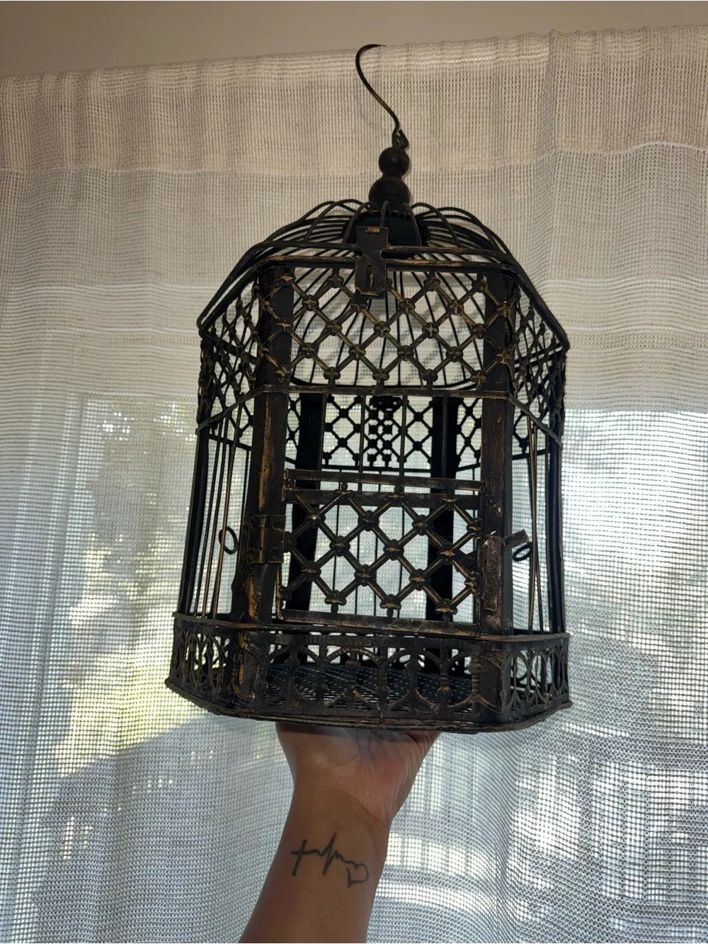 Black and Gold Metal Hanging Birdcage